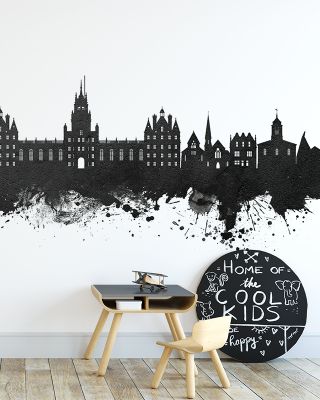 Egham England Skyline Black & White Wallpaper