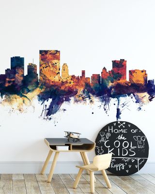 El Paso Texas Skyline Blue & Bronze Wallpaper
