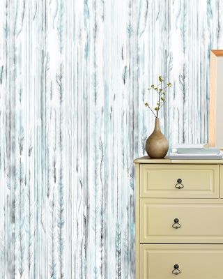 Feathers Melody Teal Wallpaper