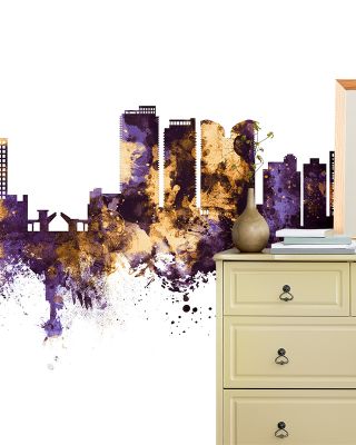 Fort Lauderdale Florida Skyline Purple & Gold Wallpaper