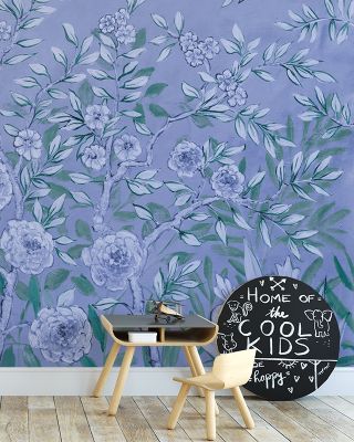 French Garden Blue Green Wallpaper