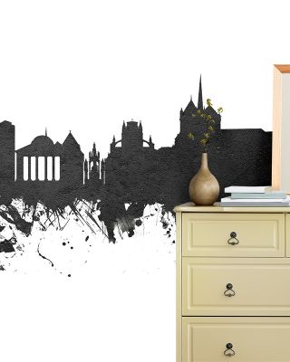 Geneva Switzerland Skyline Black & White Wallpaper