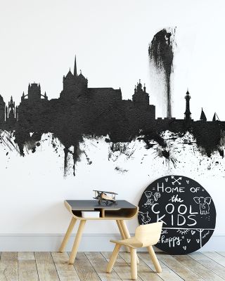 Geneva Switzerland Skyline Black & White Wallpaper