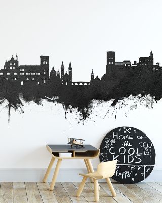 Granada Spain Skyline Black & White Wallpaper