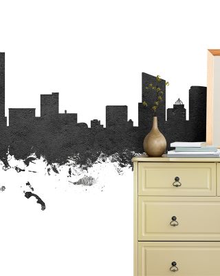 Grand Rapids Michigan Skyline Black & White Wallpaper