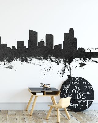 Grand Rapids Michigan Skyline Black & White Wallpaper