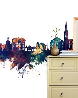 Hallstatt Austria Skyline Blue & Bronze Wallpaper