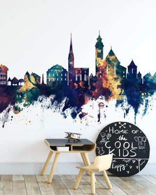 Hallstatt Austria Skyline Blue & Bronze Wallpaper