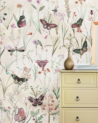 Herbals and Butterflies Wallpaper