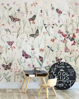 Herbals and Butterflies Wallpaper