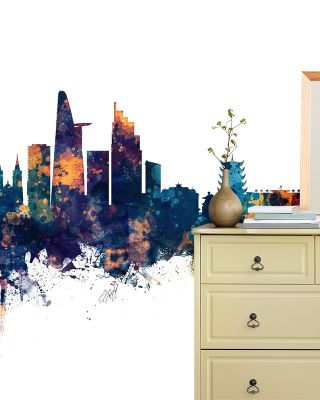 Ho Chi Minh City Vietnam Skyline Blue & Bronze Wallpaper