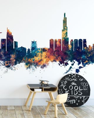 Ho Chi Minh City Vietnam Skyline Blue & Bronze Wallpaper