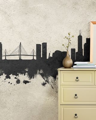Hong Kong Skyline Concrete Wallpaper