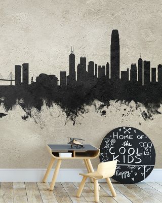 Hong Kong Skyline Concrete Wallpaper