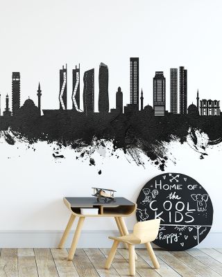 Izmir Turkey Skyline Black & White Wallpaper
