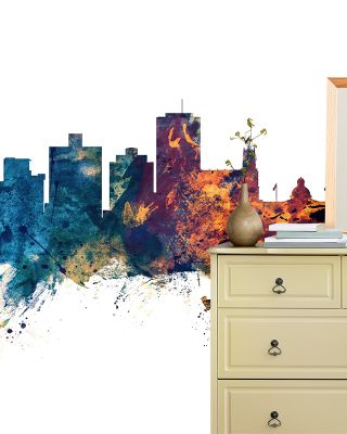 Jackson Mississippi Skyline Blue & Bronze Wallpaper
