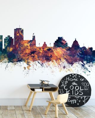 Jackson Mississippi Skyline Blue & Bronze Wallpaper