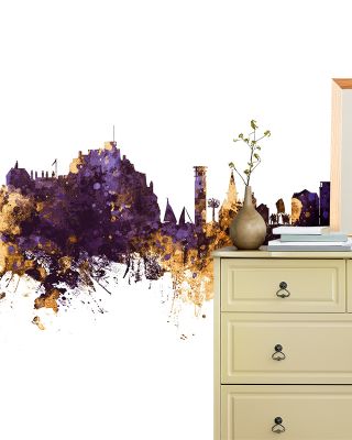 Jersey Channel Islands Skyline Purple & Gold Wallpaper