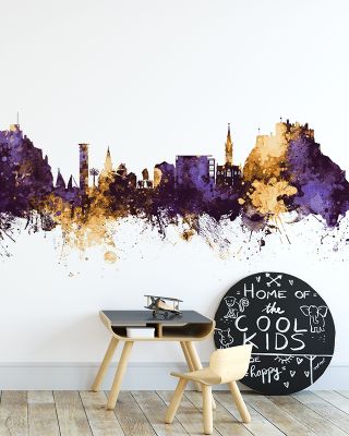 Jersey Channel Islands Skyline Purple & Gold Wallpaper