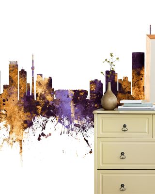 Johannesburg South Africa Skyline Purple & Gold Wallpaper
