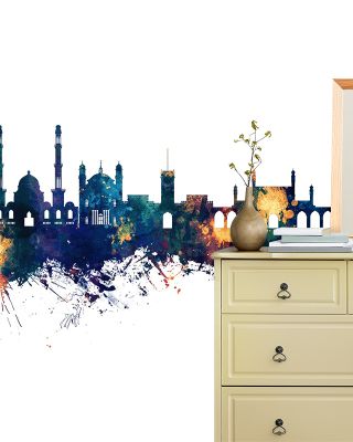 Kabul Afghanistan Skyline Blue & Bronze Wallpaper