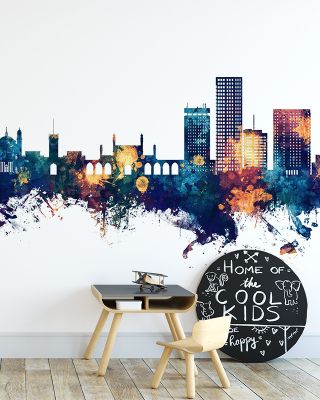 Kabul Afghanistan Skyline Blue & Bronze Wallpaper