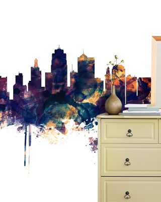 Kansas City Missouri Skyline Blue & Bronze Wallpaper