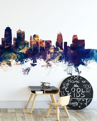 Kansas City Missouri Skyline Blue & Bronze Wallpaper