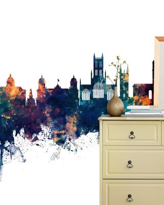 Kingston upon Hull England Skyline Blue & Bronze Wallpaper