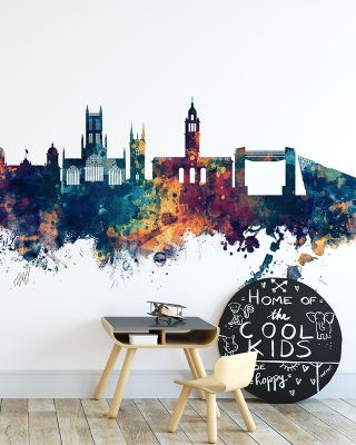 Kingston upon Hull England Skyline Blue & Bronze Wallpaper