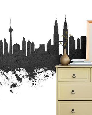 Kuala Lumpur Skyline Black & White Wallpaper