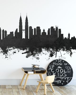 Kuala Lumpur Skyline Black & White Wallpaper