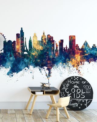 Las Vegas Nevada Skyline Blue & Bronze Wallpaper