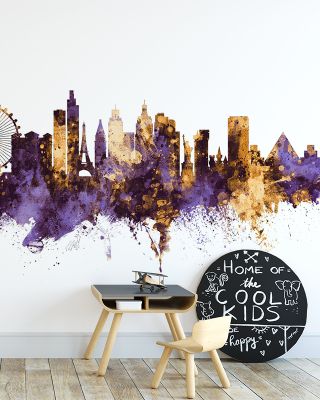 Las Vegas Nevada Skyline Purple & Gold Wallpaper