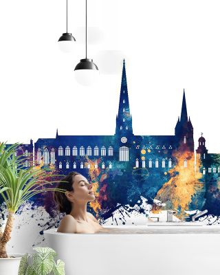 Lichfield England Skyline Blue & Bronze