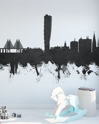 Malmö Sweden Skyline Black & White