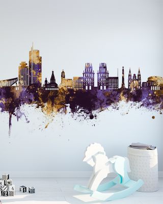 Minsk Belarus Skyline Purple & Gold