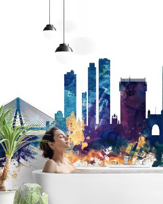 Mumbai Skyline India Bombay Blue & Bronze