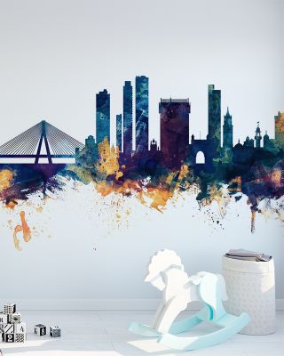 Mumbai Skyline India Bombay Blue & Bronze