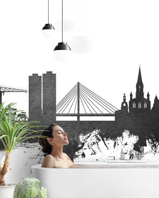 Nantes France Skyline Black & White
