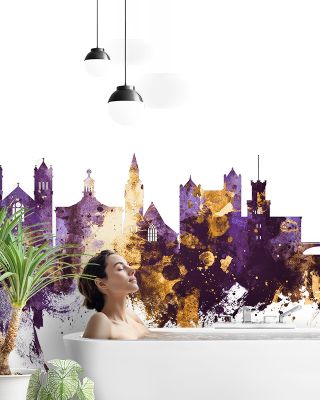 Nashua New Hampshire Skyline Purple & Gold