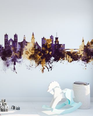 Nashua New Hampshire Skyline Purple & Gold