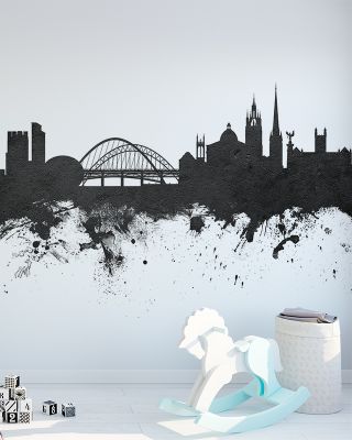 Newcastle England Skyline Black & White