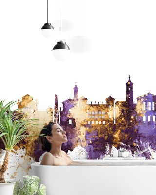 Nice France Skyline Purple & Gold