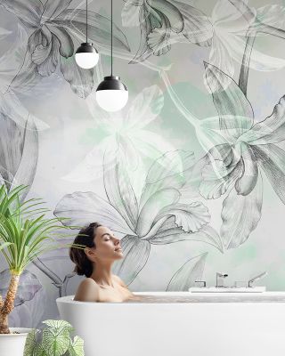 Orchids on Water Wallpaper Mural