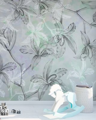 Orchids on Water Wallpaper Mural