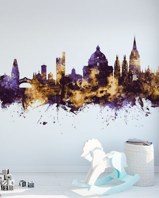 Oxford England Skyline Purple & Gold