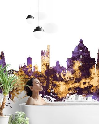 Oxford England Skyline Purple & Gold