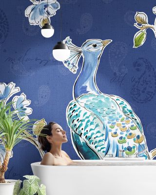 Peacock Allegory I Blue