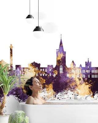 Perth Scotland Skyline Purple & Gold